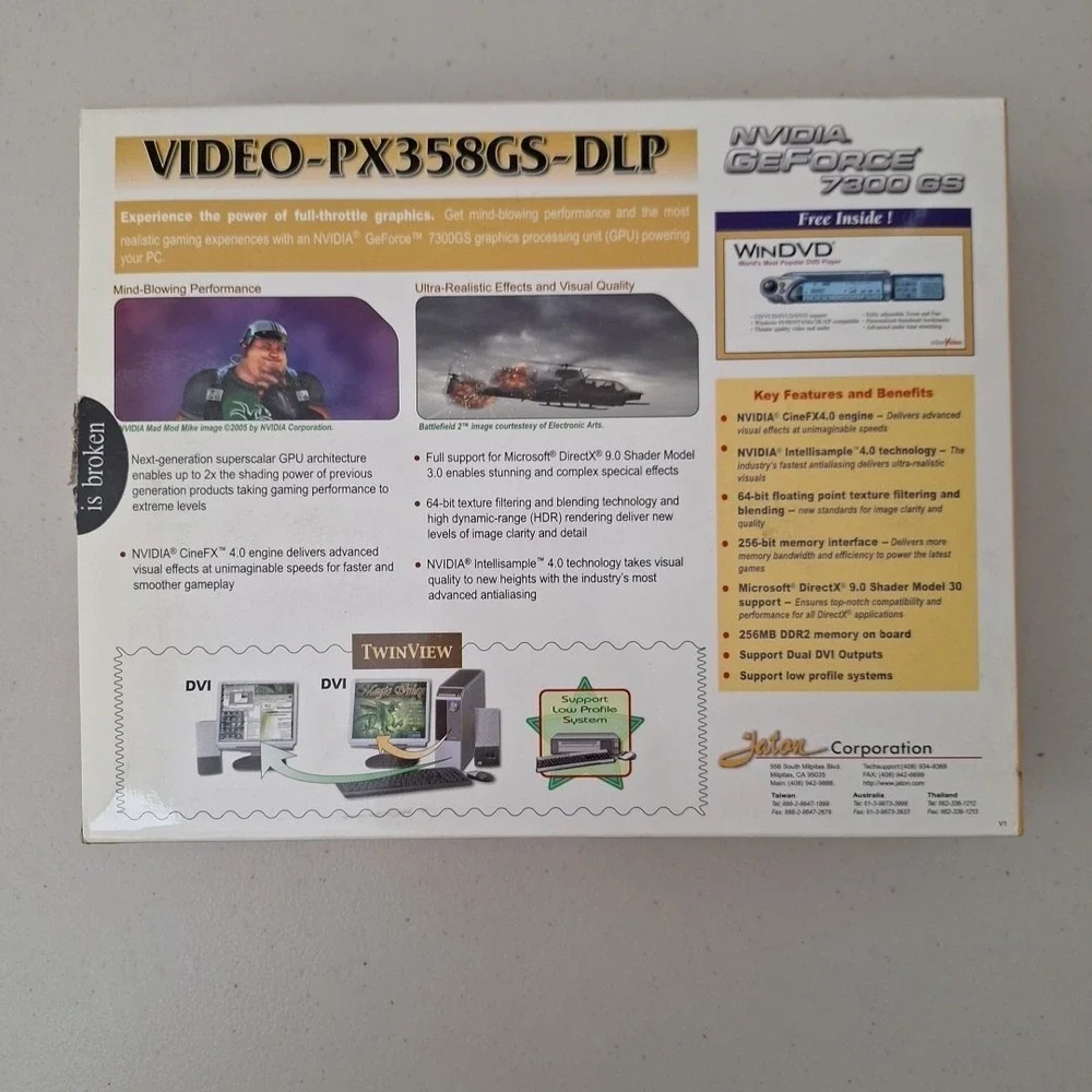 Jaton NVIDIA TuroChache 2.0 VIDEO-PX358GS-DLP PCI Express Graphics Vintage Open